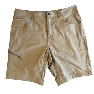 Royal Robbins Mens Khaki Performance Hiking Shorts Size 36 Tan Zipper Pocket